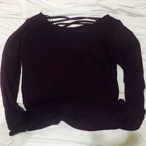 Burgundy long sleeve crop top